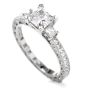 Tacori Diamond Platinum 3 Stone Eternity Engagement Semi-mount Ring