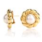 Mikimoto Pearl 18K Yellow Gold Flower Earrings 