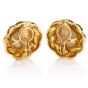 Mikimoto Pearl 18K Yellow Gold Flower Earrings 