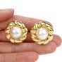 Mikimoto Pearl 18K Yellow Gold Flower Earrings 