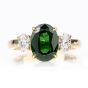 18K Diamond GIA Certified 3.12 Carat Tsavorite 3 Stone Engagement Ring