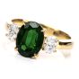 18K Diamond GIA Certified 3.12 Carat Tsavorite 3 Stone Engagement Ring