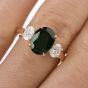 18K Diamond GIA Certified 3.12 Carat Tsavorite 3 Stone Engagement Ring