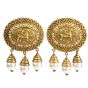 Estate Diamond Pearl 18K Yellow Gold Equestrian Dangle Clip-On Earrings 
