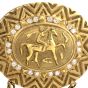 Estate Diamond Pearl 18K Yellow Gold Equestrian Dangle Clip-On Earrings 