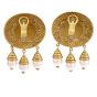 Estate Diamond Pearl 18K Yellow Gold Equestrian Dangle Clip-On Earrings 
