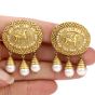 Estate Diamond Pearl 18K Yellow Gold Equestrian Dangle Clip-On Earrings 