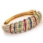 Estate 18K Diamond Sapphire Emerald Ruby  Gold Bangle Bracelet