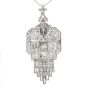 Antique Art Deco Diamond Emerald Platinum Fleur De Lis Brooch Pendant
