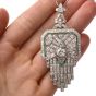 Antique Art Deco Diamond Emerald Platinum Fleur De Lis Brooch Pendant