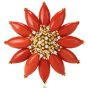 Vintage Diamond Coral 18K Poinsettia Brooch Pin