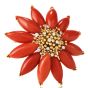 Vintage Diamond Coral 18K Poinsettia Brooch Pin