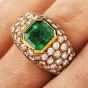 Vintage Tiffany and Co. Diamond GIA Emerald 18K Cocktail Ring
