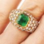 Vintage Tiffany and Co. Diamond GIA Emerald 18K Cocktail Ring