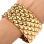 Vintage Retro 18K Yellow Gold Wide Fish Scales Link Bracelet |DoverJewelry|