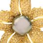 Estate Diamond Tahitian Pearl 18K Yellow Gold Brooch Pin
