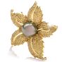 Estate Diamond Tahitian Pearl 18K Yellow Gold Brooch Pin