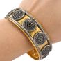 Vintage Durhan Black Diamond 24K/Silver Wide Bangle Bracelet