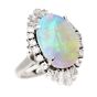 Vintage Platinum GIA Opal Diamond Cocktail Ring