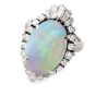 Vintage Platinum GIA Opal Diamond Cocktail Ring