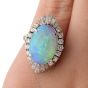 Vintage Platinum GIA Opal Diamond Cocktail Ring