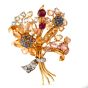 Vintage Diamond Sapphire 18K Gold Flower Bouquet Clip Brooch-pin