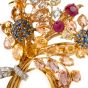 Vintage Diamond Sapphire 18K Gold Flower Bouquet Clip Brooch-pin