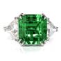 Certified GIA Colombian Emerald Diamond Platinum Three Stone Ring