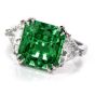Certified GIA Colombian Emerald Diamond Platinum Three Stone Ring