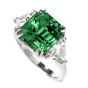 Certified GIA Colombian Emerald Diamond Platinum Three Stone Ring