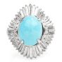 GIA Natural Turquoise Diamond Platinum Large Ballerina Cocktail Ring