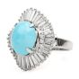 GIA Natural Turquoise Diamond Platinum Large Ballerina Cocktail Ring