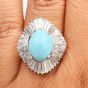 GIA Natural Turquoise Diamond Platinum Large Ballerina Cocktail Ring
