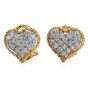 Buccellati Vintage Diamond 18K Gold Heart Clip on Earrings 