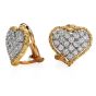 Buccellati Vintage Diamond 18K Gold Heart Clip on Earrings 