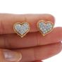 Buccellati Vintage Diamond 18K Gold Heart Clip on Earrings 