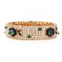  Vintage French wide Diamond Sapphire  Emerald Gold Bracelet