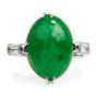 GIA 4.82 Carats Green Jade Diamond Platinum Cocktail Ring