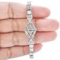 Antique Art Deco Diamond Platinum Geometric Line Link Bracelet 