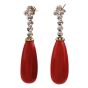Vintage Diamond Natural Coral 14K Gold Drop Dangle Earrings