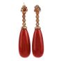 Vintage Diamond Natural Coral 14K Gold Drop Dangle Earrings