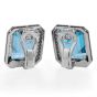 Sabbadini Aquamarine Diamond Platinum Large Emerald Cut Clip Earrings