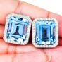 Sabbadini Aquamarine Diamond Platinum Large Emerald Cut Clip Earrings