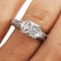 Tacori Diamond Platinum 3 Stone Eternity Engagement Semi-mount Ring
