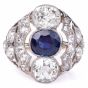 Antique Art Deco 6.10cts Sapphire & Diamond Platinum Ring