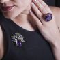 Vintage Retro 28.08cts Multi-Gem Diamond Floral Pin Brooch