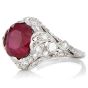 Vintage GIA 4.06 ct Burma Ruby Diamond Platinum Cocktail Ring Dover Jewelry