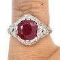 Vintage GIA 4.06 ct Burma Ruby Diamond Platinum Cocktail Ring Dover jewelry