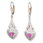 Estate Pink Sapphire Heart Diamond Drop Earrings