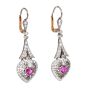 Estate Pink Sapphire Heart Diamond Drop Earrings